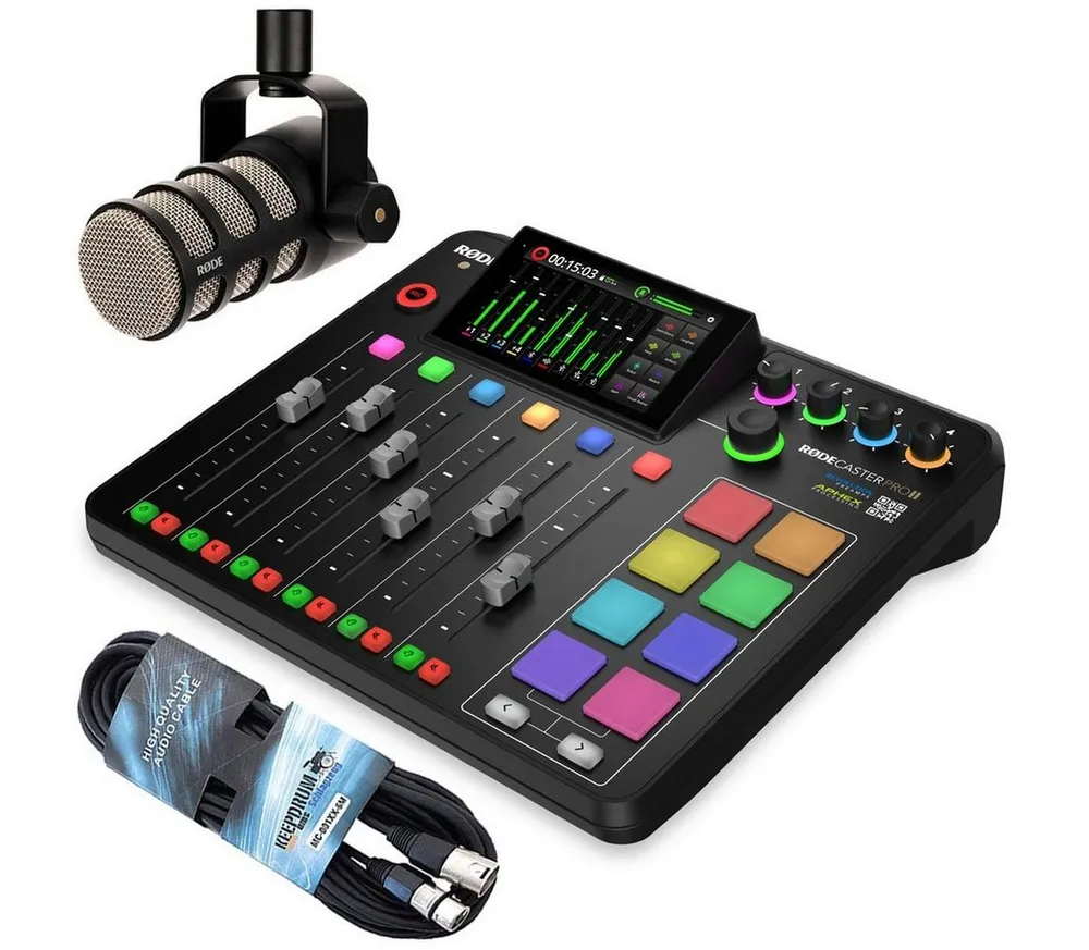 RØDE Rode Rodecaster Pro II Station mit Podmic mit Kabel Digitales Aufnahmegerät (Dual USB-Audio Interface)
