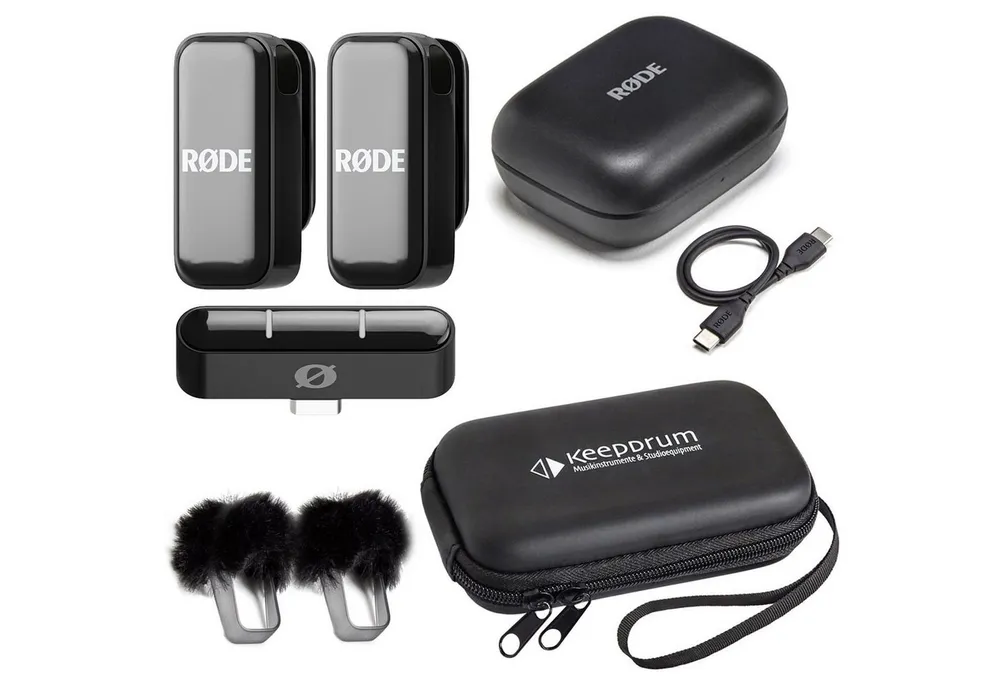 RØDE Rode Wireless Micro Drahtloses Mikrofon-System USB-C mit Soft-Case Digitales Aufnahmegerät (Drahtlos-Mikrofonsystem)