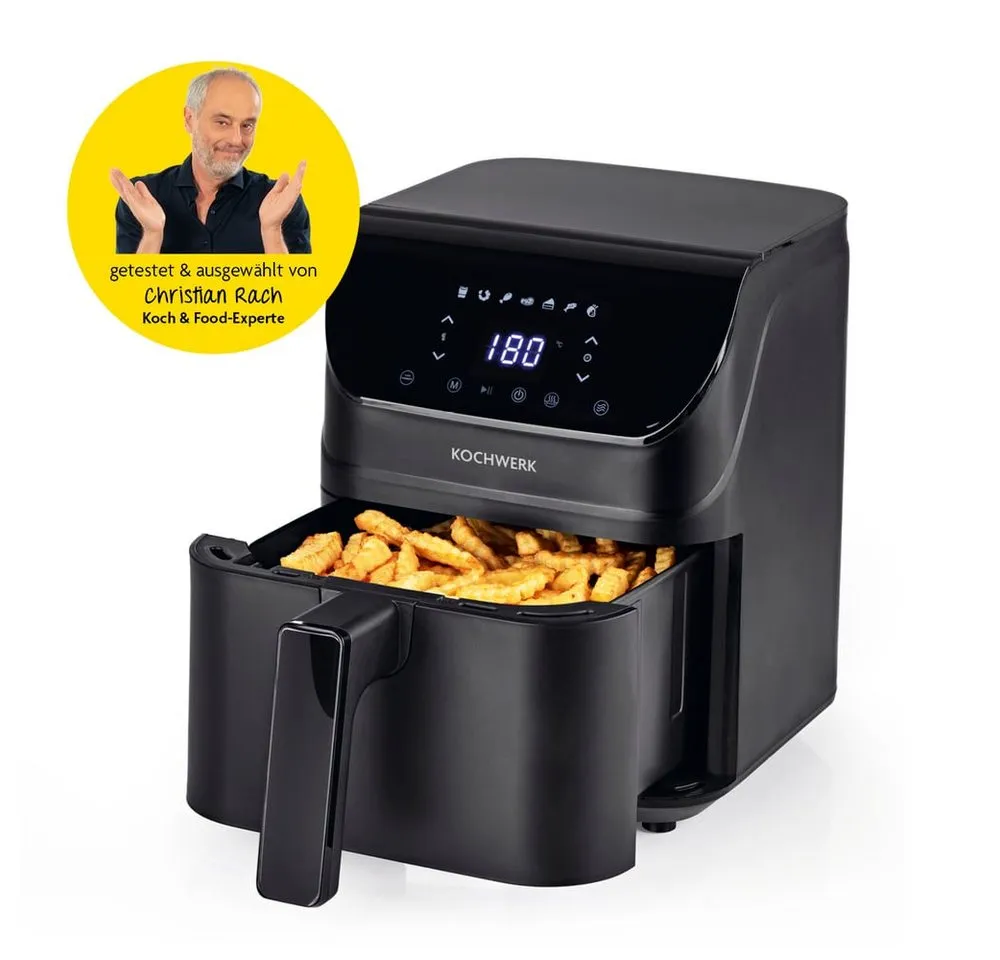 Rachs KOCHWERK Heißluftfritteuse 4L digitaler Airfryer mit Timer-Funktion, 1400 W, Erinnerungsfunktion