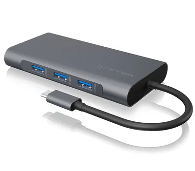 ICY BOX IB-DK4040-CPD Kabelgebunden USB 3.2 Gen 1 (3.1 Gen 1) Type-C Anthrazit, Schwarz