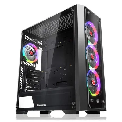 Raijintek Ponos TG4 gehärtetes Glas USB 3.0 ARGB Schwarz