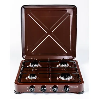 Kochfeld Ravanson K-04BR 4 Gaszonen Metallgehäuse braun Schwarz