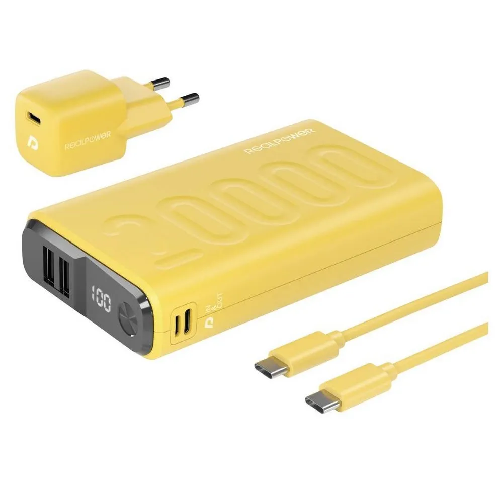 Realpower Powerbank PB-20000 +20W USB-Lader 390655 Powerbank