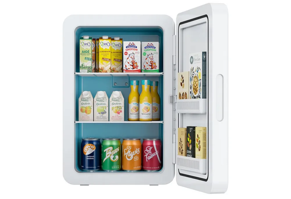Rebonique Kühlbox Mini Kühlschrank 22L 30 Cans Zuhause & Auto mit Kühl- & Heizfunktion, 22 l, 34,5 × 29 × 45 cm, Min: 17°C unter Umgebungstemperatur/Max: 65°C