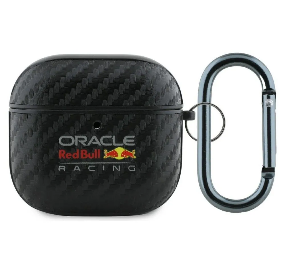 Red Bull Racing Kopfhörer-Schutzhülle Case AirPods 4 Carbon Look schwarz Logo Bullen, Kantenschutz