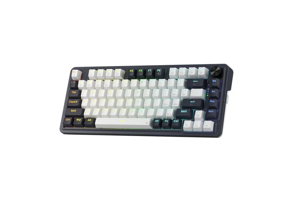 Redragon K673 PRO 75% Wireless Gasket RGB, 2,4 GHz/BT/kabelgebunden Gaming-Tastatur (3-Modus 81 Tasten Mechanische Tastatur mit Hot-Swap, rote Schalter)