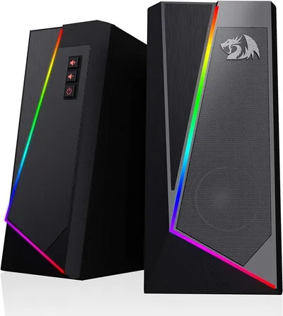 Redragon Spiel-Lautsprecher mit RGB & Einfacher Lautstärkeregelung Gaming-Lautsprecher 2.0-Kanal (Gaming-Boxen– Plug & Play, Schwarz)