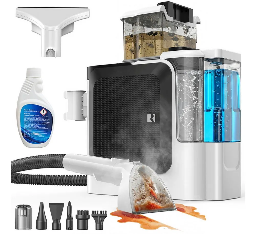 redroad Teppichreinigungsgerät 32000Pa/1800W Polsterreiniger Teppichreiniger Waschsauger Nasssauger, 1800 W, 1200ML Schmutzwasser +750ML Frischwasser+600ML Frischwassertank,1800W,32000PA starke Saugleistung,Tragbarerer Fleckenreiniger mit Trenntank-System, Integrierte Zirkulationsreinigungsfunktion, Reinigt und desinfiziert Polster, Teppiche, Autos und Matratzen, Nass Trockensauger/3*Reinigungsmitteltank/Schwimmerschutz (HallSensor)