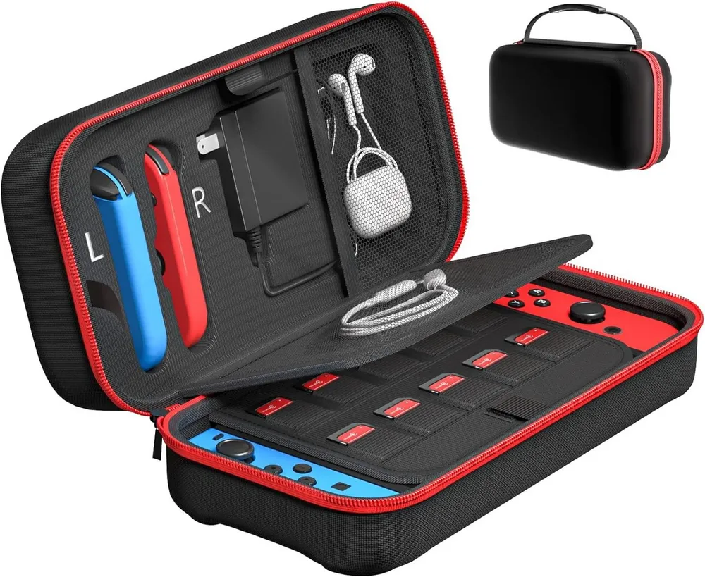 Refined Living Nintendo-Schutzhülle Carrying Case Compatible with Nintendo Switch/OLED,Game Case, Schutzhülle mit Aufbewahrung für 20 Spiele, Konsole & Zubehör