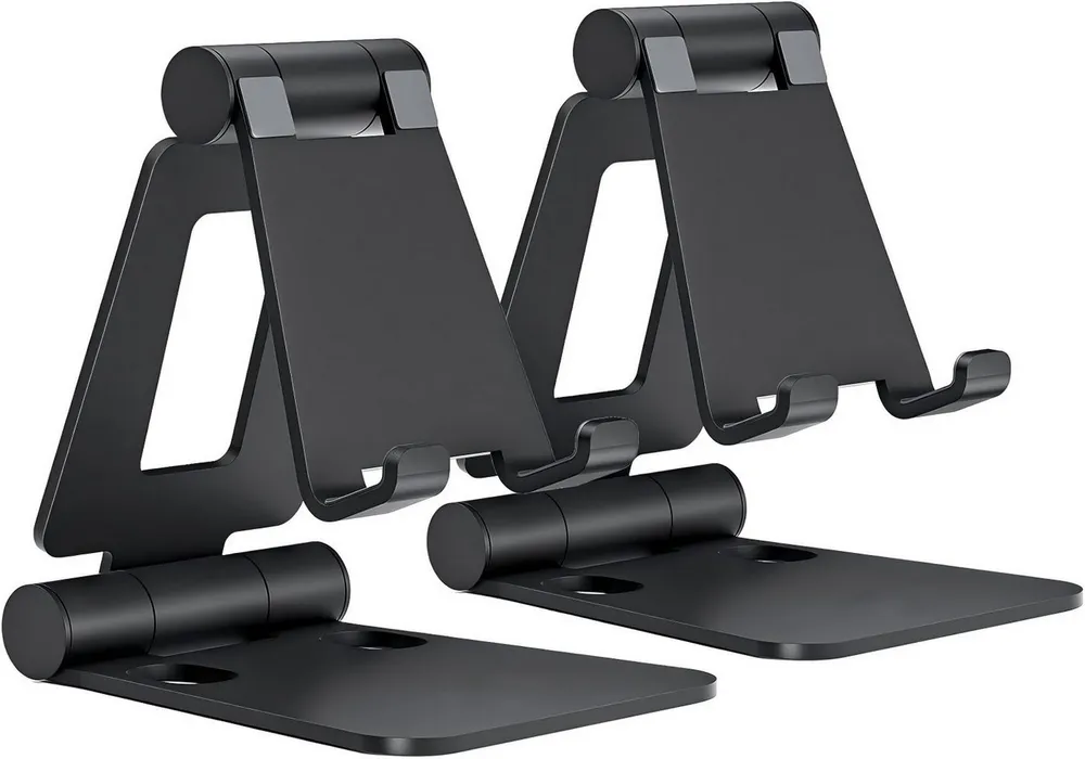 Refined Living Smartphone-Halterung 2 Stück Handy Ständer Faltbar & Verstellbar, Handy Halterung Tisch, (bis 8 Zoll, Handyhalter universal, Smartphone Halter, Handyhalter faltbar, Handyhalter Aluminium, Kompakt & Tragbar, platzsparend, 2-tlg., Stabil & Rutschfest, Faltdesign, Smartphone Halter für 4–8 Zoll, Kompatibel mit nahezu allen Smartphone,für Büro,Zuhause,Video & Gaming)