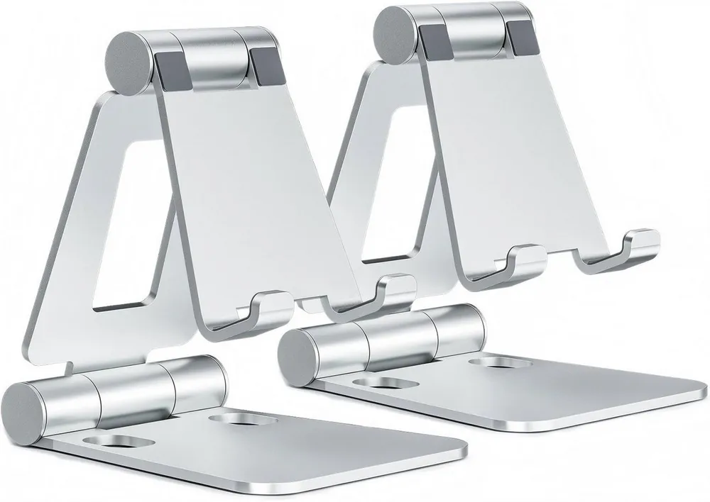 Refined Living Smartphone-Halterung 2 Stück Handy Ständer Faltbar & Verstellbar, Handy Halterung Tisch, (bis 8 Zoll, Handyhalter universal, Smartphone Halter, Handyhalter faltbar, Handyhalter Aluminium, Kompakt & Tragbar, platzsparend, 2-tlg., Stabil & Rutschfest, Faltdesign, Smartphone Halter für 4–8 Zoll, Kompatibel mit nahezu allen Smartphone,für Büro,Zuhause,Video & Gaming)