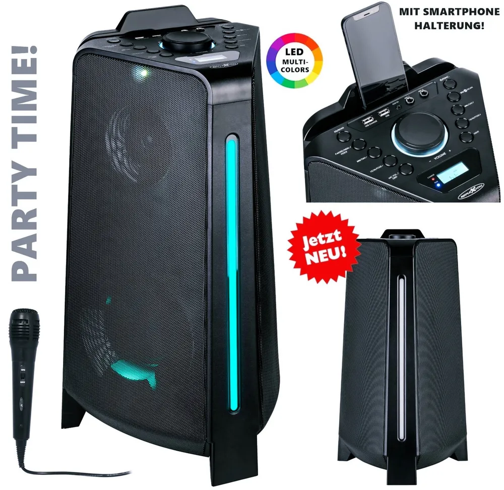Reflexion PS100BT LED Beleuchtung mit verschiedener Modi-Auswahl Party-Lautsprecher (Bluetooth, 800 W, Bluetooth, Radio, Karaoke, Disco-Licht Effekte, Equalizer)