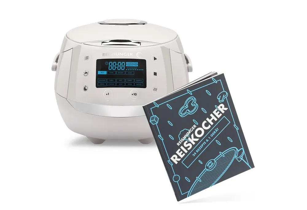 Reishunger Reiskocher - Digitaler Reiskocher & Dampfgarer, 860 W, Timer- und Warmhaltefunktion, 7-Kochphasen-Technologie, LED-Display