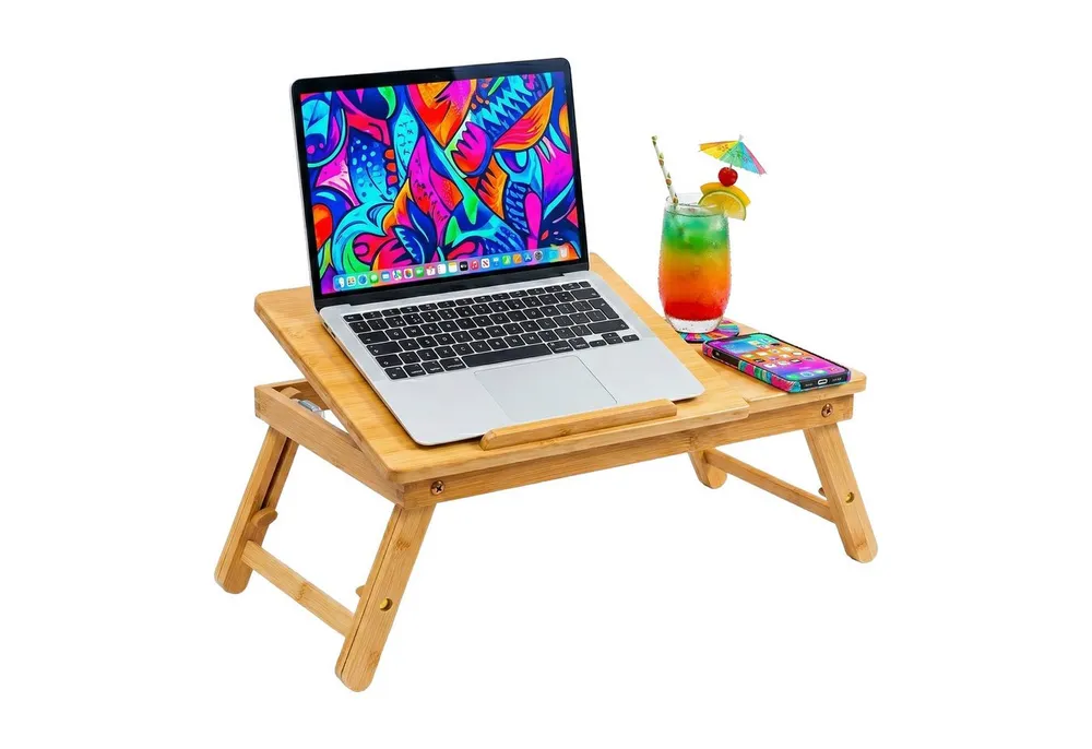 relaxdays Laptop-Ständer Bambus Laptop-Ständer Baum-Design
