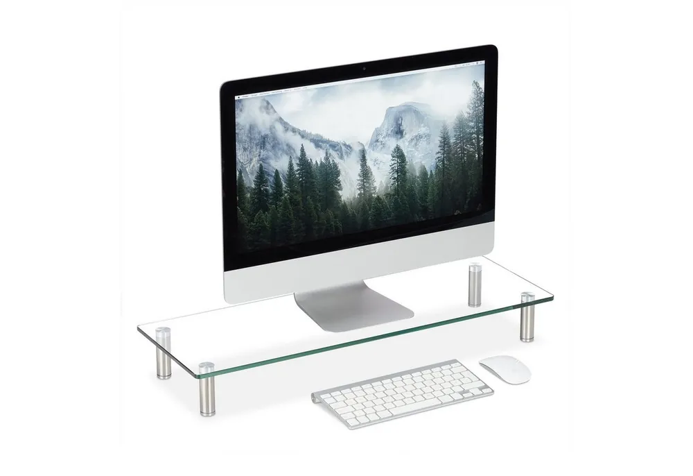 relaxdays Monitor-Halterung Bildschirmständer Glas,