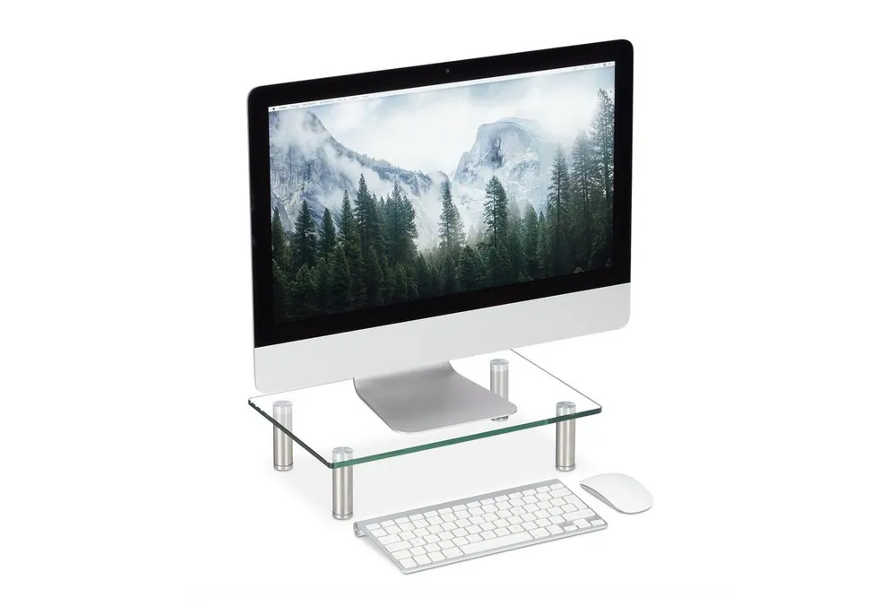 relaxdays Monitor-Halterung Bildschirmständer Glas,
