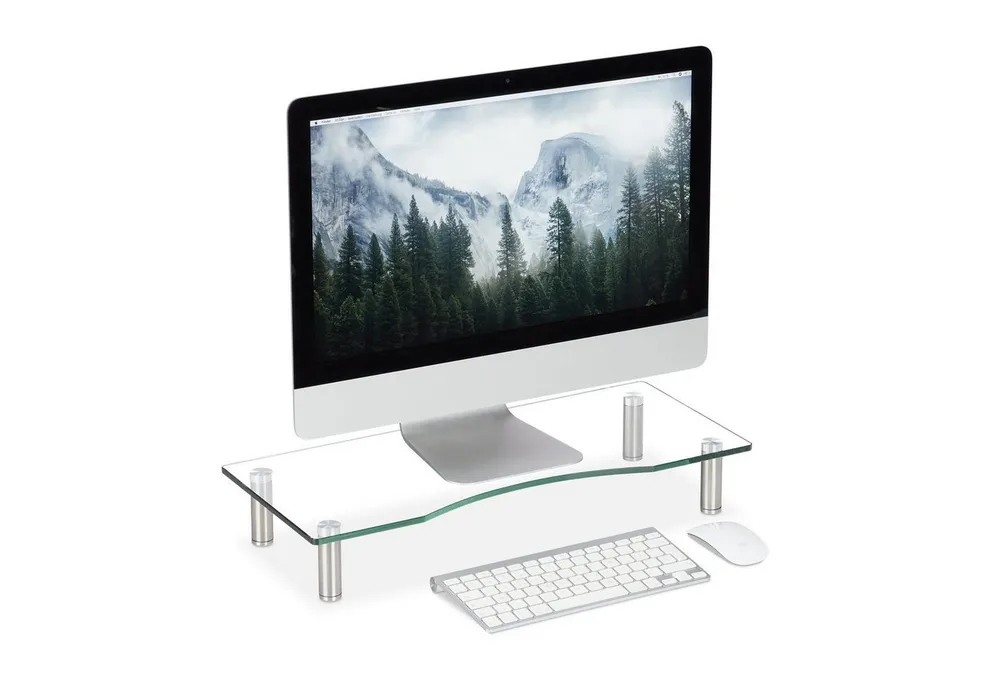 relaxdays Monitor-Halterung Bildschirmständer Glas, (Mittel)