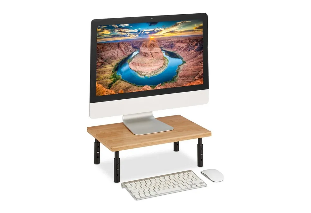 relaxdays Monitorständer Höhenverstellbarer Monitorständer