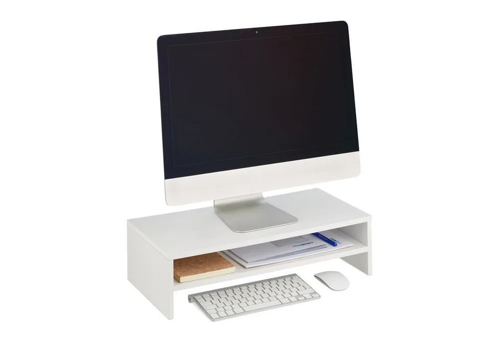 relaxdays Monitorständer mit Zusatzablage