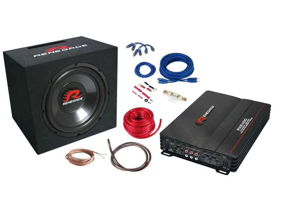 Renegade RBK1100XL Basspaket 1100 Watt Subwoofer 4-Kanal Verstärker 10 mm2 Endverstärker