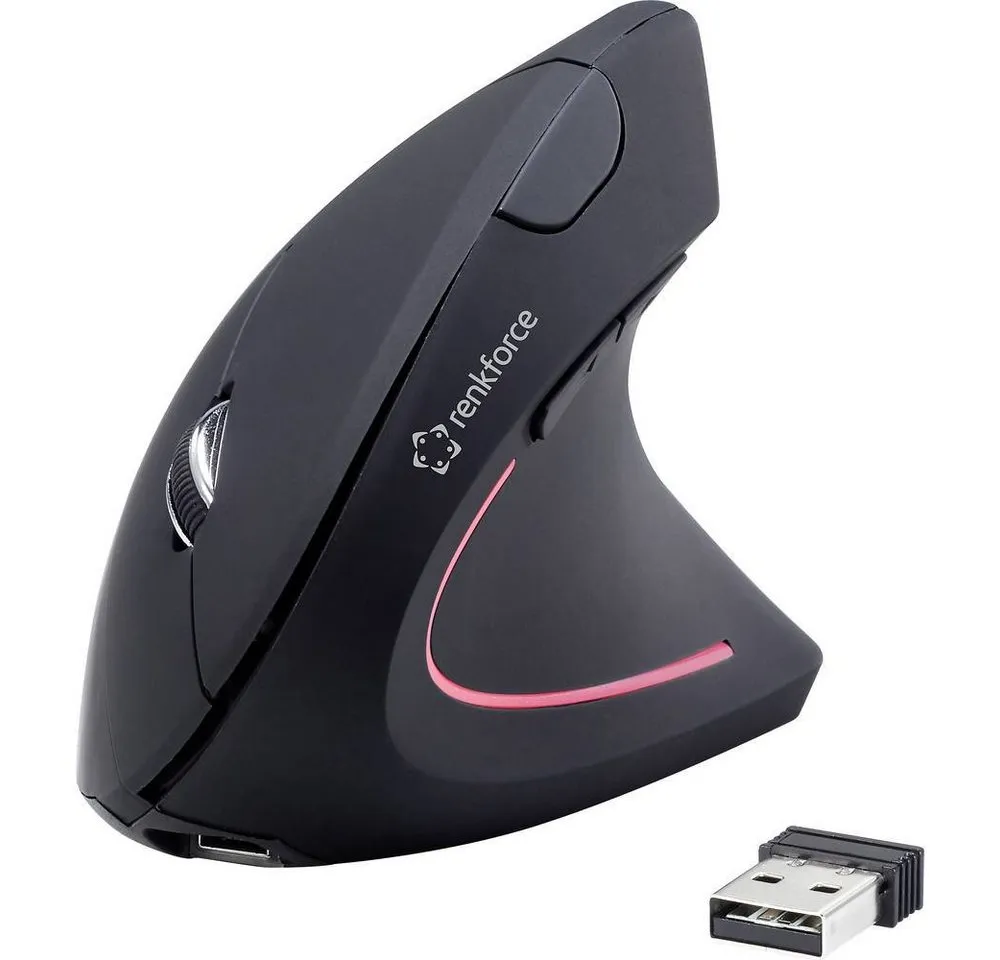 Renkforce Ergonomische Funkmaus für Rechtshänder RF-4509682 Mäuse (Ergonomisch, Wiederaufladbar)