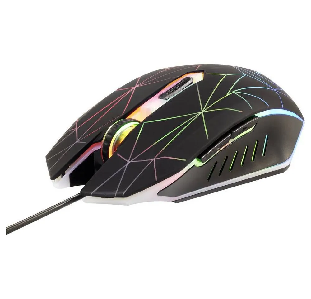 Renkforce Ergonomische kabelgebundene USB-Gaming-Maus RF-4746664 Mäuse (Beleuchtet)