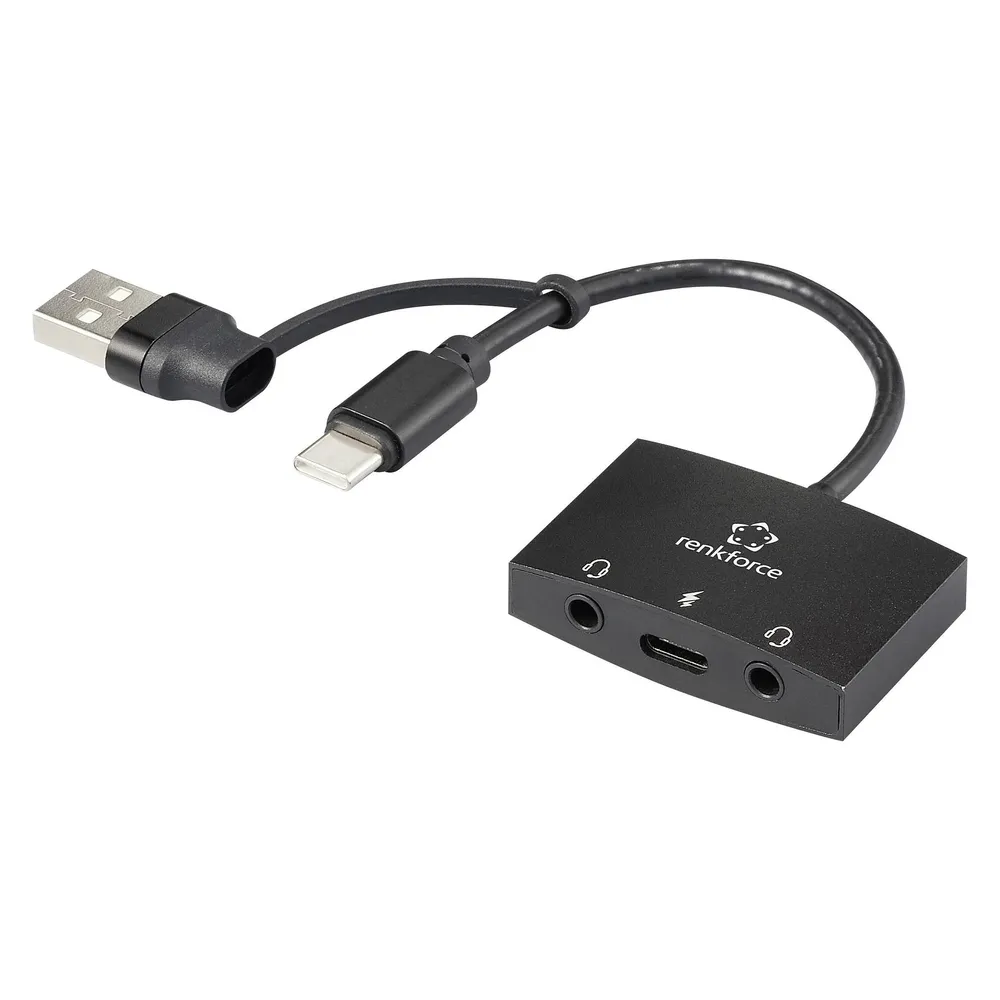 Externe Soundkarte Renkforce RF-4750354 USB-C 2.0 Kanäle schwarz