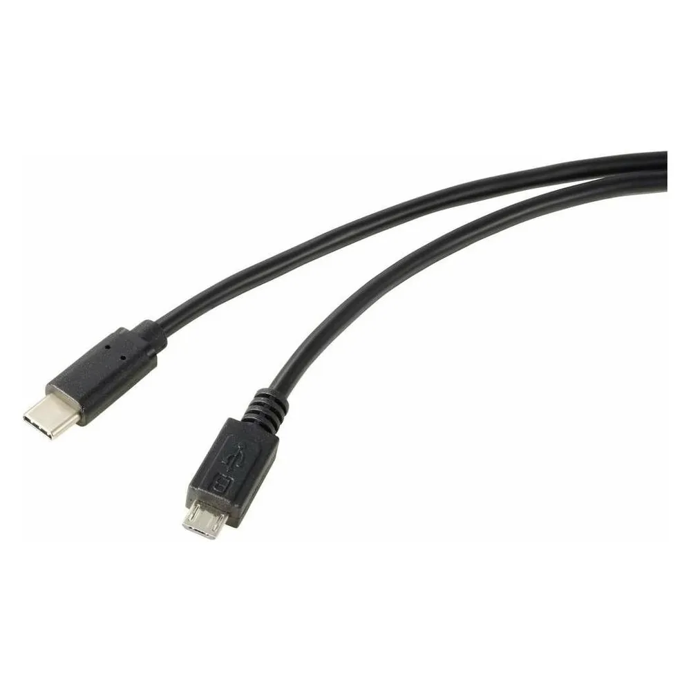 Renkforce USB-Kabel USB 2.0 USB-C Stecker, USB-Micro-B Stecker 1.00 m Schwarz R
