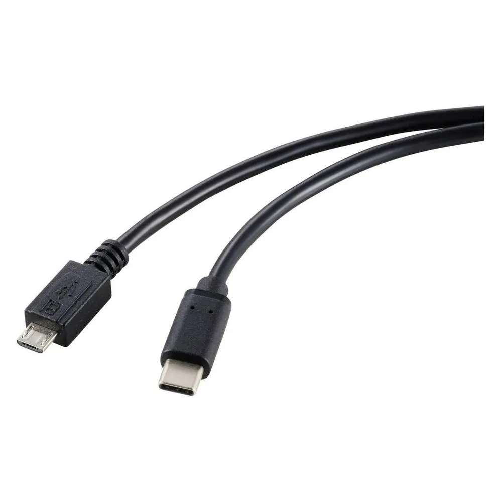 Renkforce USB-Kabel USB 2.0 USB-C Stecker, USB-Micro-B Stecker 1.80 m Schwarz G
