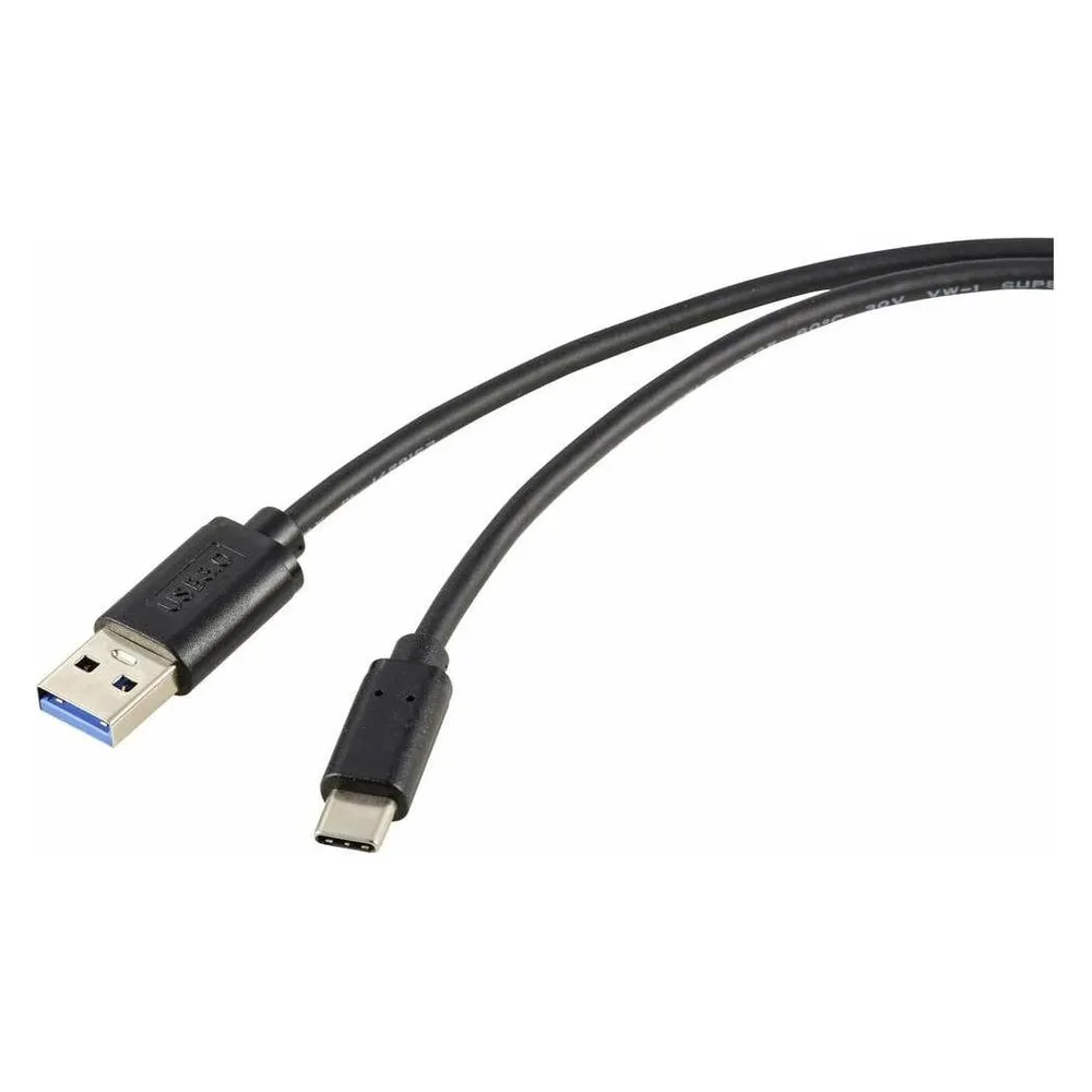 Renkforce USB-Kabel USB 3.2 Gen2 USB-C Stecker, USB-A Stecker 1.00 m Schwarz Ge