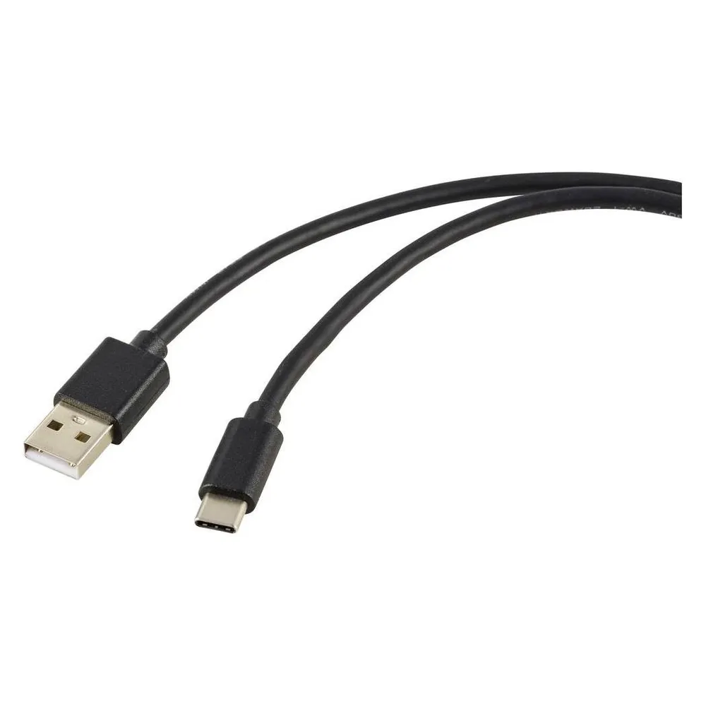 Renkforce USB-Ladekabel USB 2.0 USB-A Stecker, USB-C Stecker 1.80 m Schwarz PVC