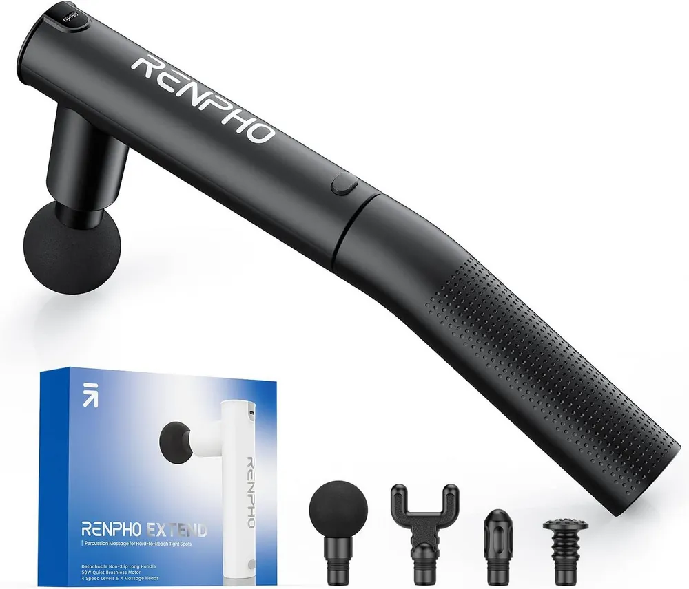 RENPHO Massagepistole Renpho Extend Massage Gun C004, Inkl.Verlängerungsgriff für schwer zu erreichende Stellen