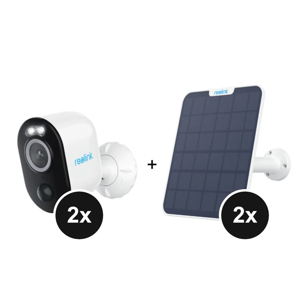 Reolink Argus Series B330 - 2er-Set + Reolink Solar Panel 2 - 2er-Set