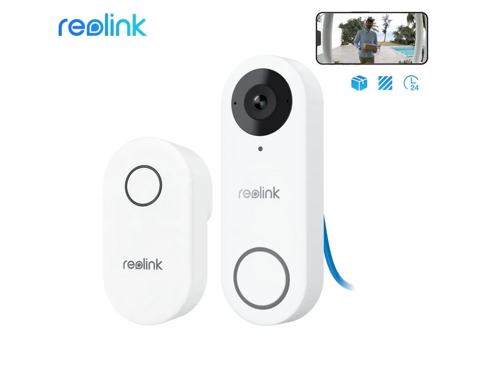 Reolink Smart Home Türklingel Video Doorbell Kamera PoE-Version 5MP (Außenbereich, Innenbereich, Gegensprechfunktion,180° Ultraweitwinkel,Personenerkennung,IP65)