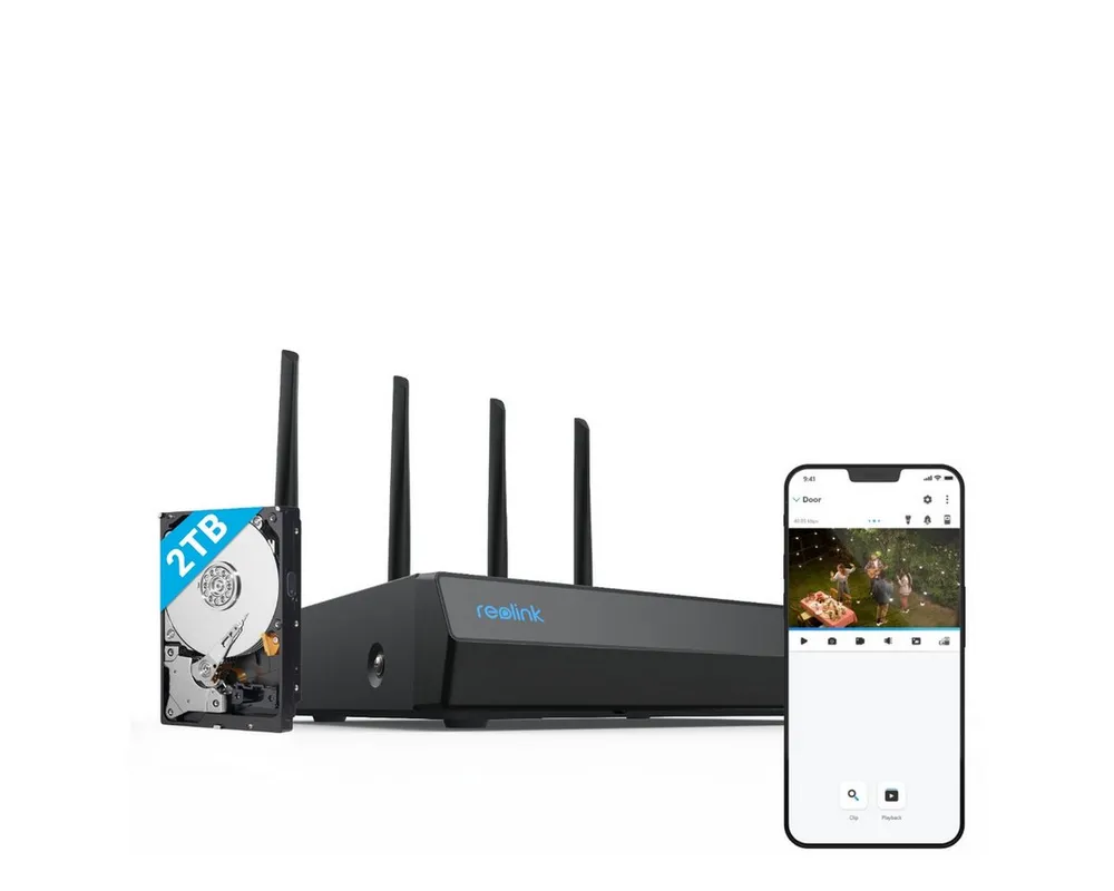Reolink Überwachungskamera NVR Wi-Fi 6 12-Kanal (5/2,4 GHz WLAN,Wi-Fi 6 2TB,Festplatte Max. 16MP Auflösung)
