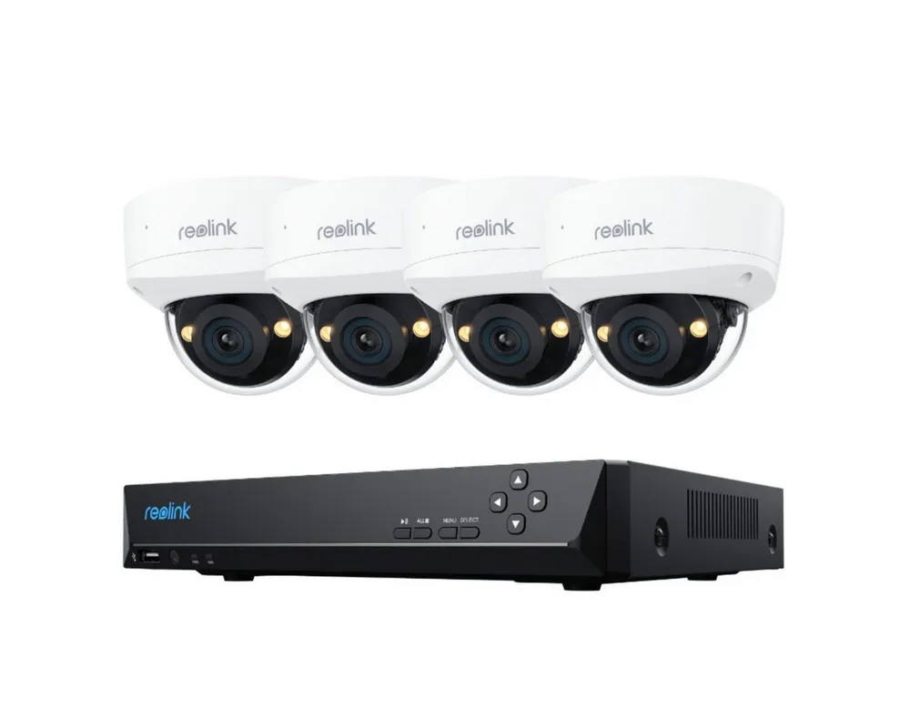 Reolink Überwachungskamera PoE Set RLK8-1200V4 (Innenbereich, Außenbereich, Farbnachtsicht,145° Superweitwinkel, IK10 Vandalismus,2-Wege-Audio)