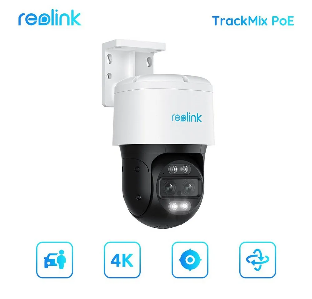 Reolink Überwachungskamera Trackmix PoE (Außenbereich, 2 Spotlights, 8MP,Smarte Bewegungserkennung,Dual-Objektiv,Farbige Nachtsicht)