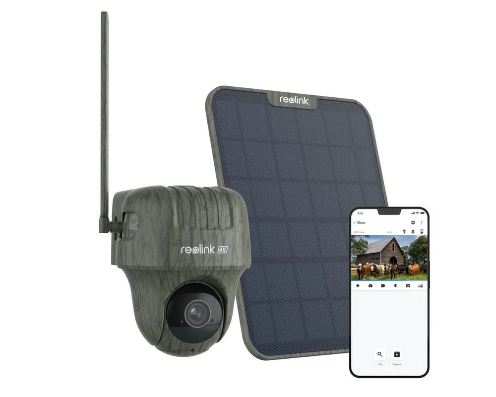 Reolink Wildkamera 4K 8MP 3G/4G LTE mit 360º Rundumsicht (Außenbereich, 1-tlg., No-Glow,Tiererkennung,355°/90° Schwenk,Bewegungsmelder,2-Weg-Audio)