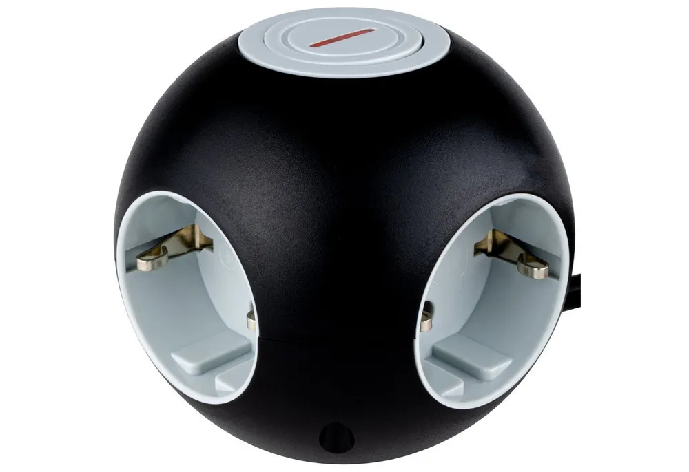 REV REV Powerglobe mit Schalter, 4-fach, schwarz/grau Mehrfachsteckdose