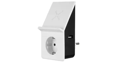 REV Ritter USB-Ladegerät mit Induktionsladefläche und Steckdose, weiß/schwarz