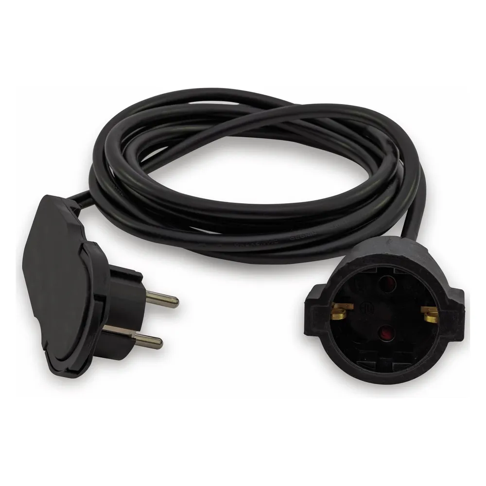 REV Schutzkontakt-Verlängerung Smart, mit Flachstecker, 3 m, schwarz