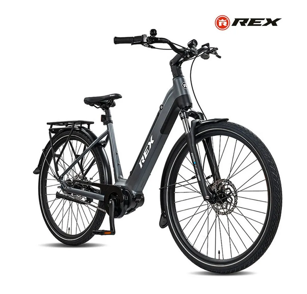 REX E-Bike Cityrad REX Commuter+ 28 Zoll, 70 Nm Mittelmotor, Shimano Nexus 7-Gang, 7 Gang Nexus 7 Gang Schaltwerk, Mittelmotor, 468 Wh, EBike max.120km, hydraulische Scheibenbremsen, für Damen&Herren