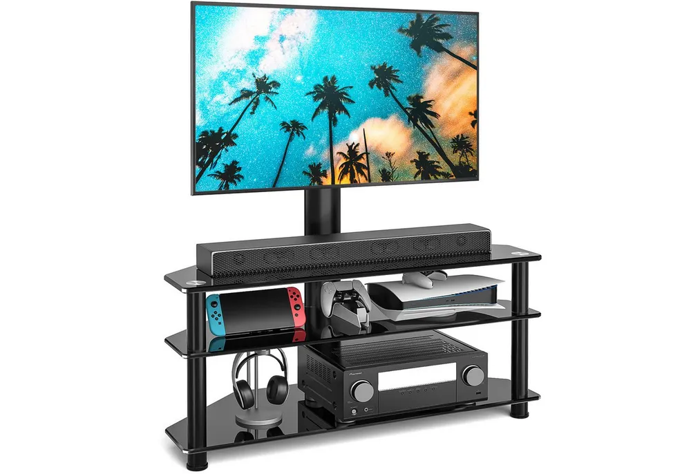 Rfiver TV-Ständer Glas TV Ständer / Fernsehtisch für 32-70 Zoll Fernseher, Max. 40KG, (bis 70 Zoll, 1-tlg., 3 Regale aus gehärtetem Glas, VESA 600x400mm)