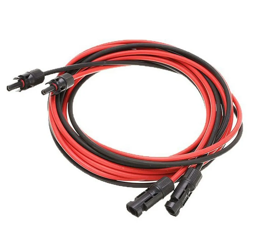 Rhein Beleuchtung Verlängerungskabel für Solaranlagen - 12AWG Silikondraht Rot/Schwarz Solarkabel, Mc4 stecker, (1000 cm), Flexibel, hitzebeständig & UV-beständig - Solarkabel 4mm²