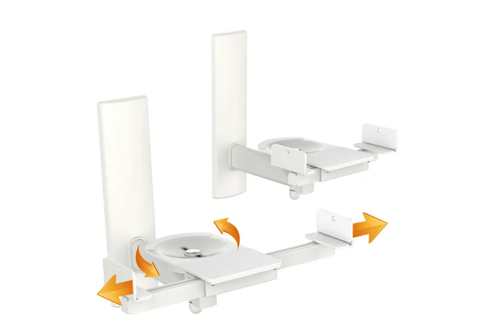 RICOO Lautsprecher-Wandhalterung Lautsprecher Wandhalterung schwenkbar unviersal Halterung LH023-W, (Set 2 Stk. Box Speaker Halter weiss, 2-tlg., 2x universal Wandhalter für Lautsprecher Boxen schwenkbar neigbar, max. 25 Kg. Lautsprecher von 155mm bis 280mm. 360° Schwenkung)