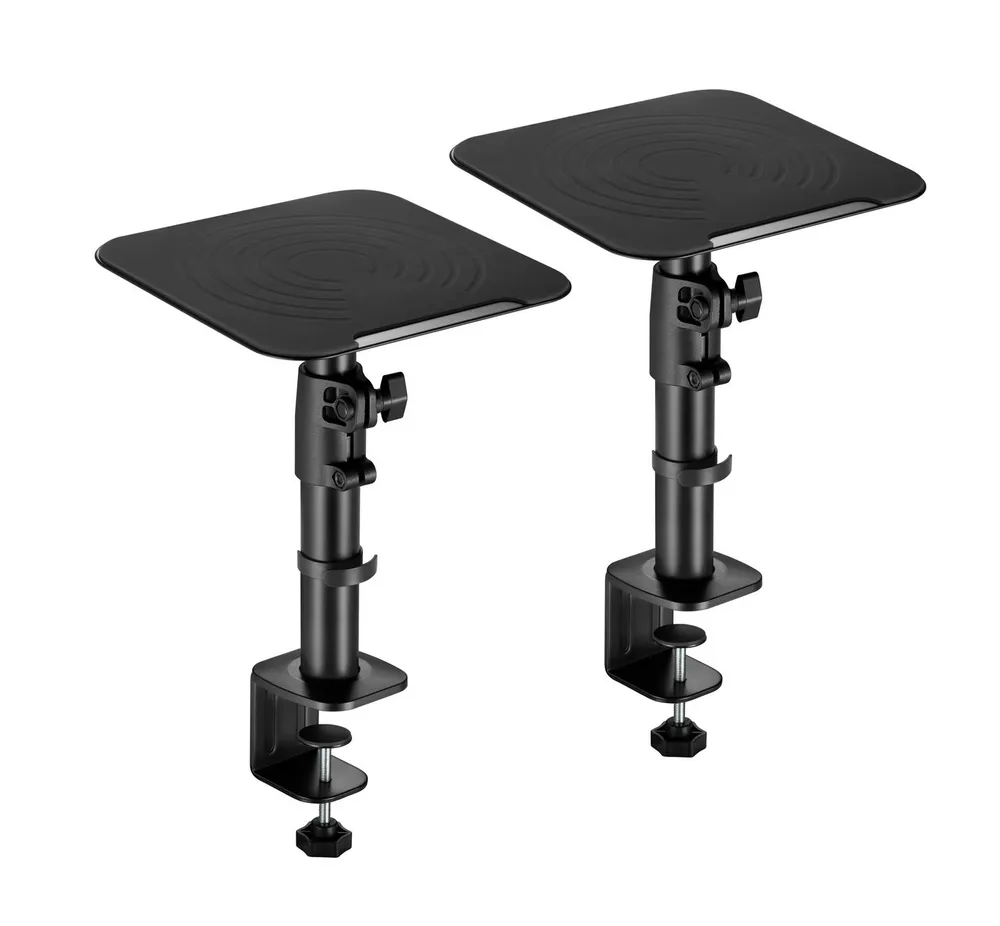RICOO Lautsprecherständer Universeller PC Lautsprecher Boxen Ständer Höhenverstellbar LH069-C, (2 Stk. Ständer Lautsprecherhalter Tischhalter, 2-tlg., 2x Boxenständer Tischhalterung für Lautsprecher, Universelle Boxen Ständer mit Tischklemme belastbar bis 15Kg)