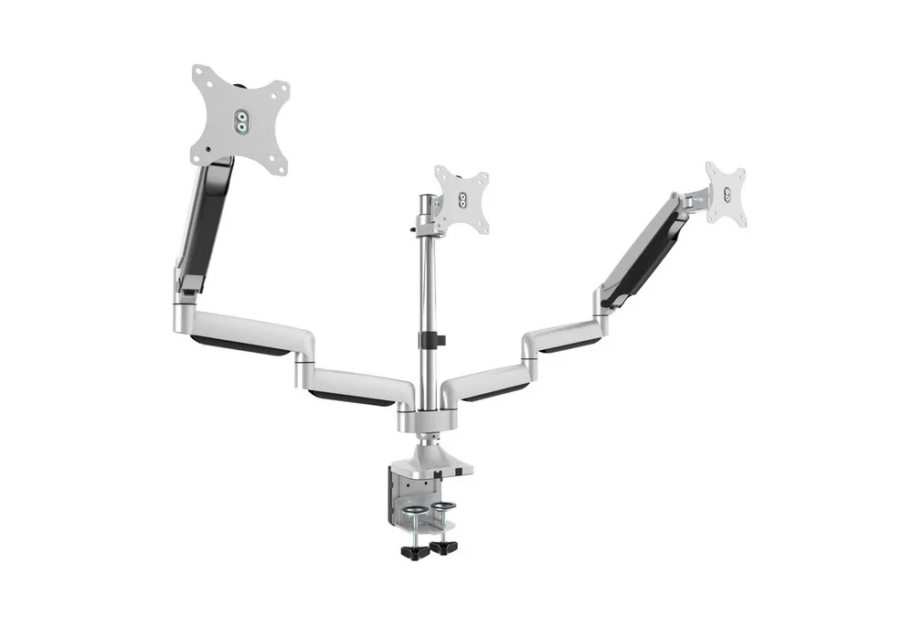 RICOO Monitor-Halterung 3 Monitore Tischhalterung höhenverstellbar schwenkbar neigbar TS9911, (bis 27 Zoll, VESA 75x75 und 100x100, 1-tlg., min. 1 Kg - max. 7 kg, von 32-68 cm (13"-27) Bildschirm-Diagonale, Neigbar +/-90°, Schwenkung des Monitor-Ständer 180)