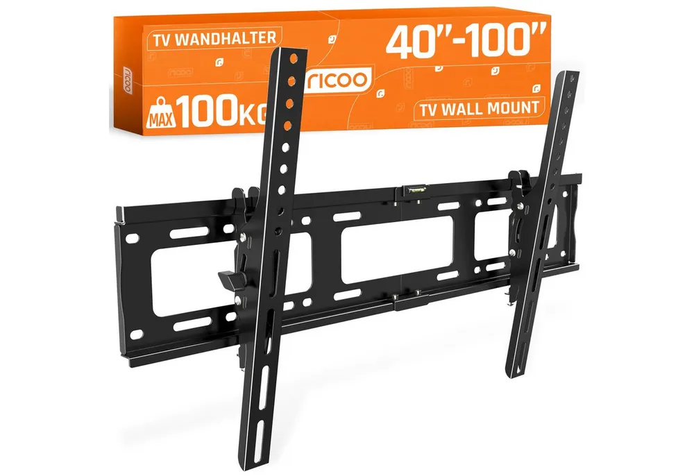 RICOO TV-Wandhalterung TV Wandhalter 30"- 65" max 100 Kg Belastungsgewicht neigbar R17, (bis 65 Zoll, 1-tlg., fest, neigbar, für 30 Zoll/ 876 cm - 65 Zoll/ 165 cm Diagonale stabil, flach bis 30° neigbar Wandabstand 65 mm ultra slim Wand Halterung)