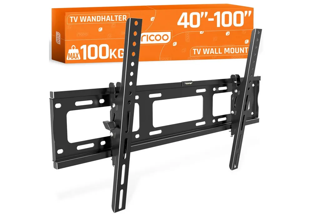 RICOO TV-Wandhalterung TV Wandhalter 37"- 80" max 100 Kg Belastungsgewicht neigbar R07, (bis 80 Zoll, VESA 300x200 bis 700x400, 1-tlg., fest, neigbar, für 37 Zoll/ 94 cm - 80 Zoll/ 203 cm Diagonale stabil, flach bis 30° neigbar Wandabstand 65 mm ultra slim Wand Halterung)