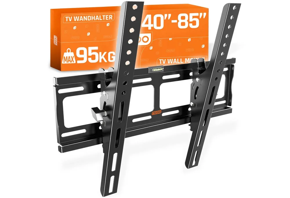 RICOO TV-Wandhalterung TV Wandhalter 40"- 85" max 95 Kg Belastungsgewicht neigbar R09, (bis 85 Zoll, VESA 200x200 bis 400x400, 1-tlg., fest, neigbar, für 40 Zoll/ 102 cm - 85 Zoll/ 216 cm Diagonale stabil, flach bis 30° neigbar Wandabstand 69 mm ultra slim Wand Halterung)